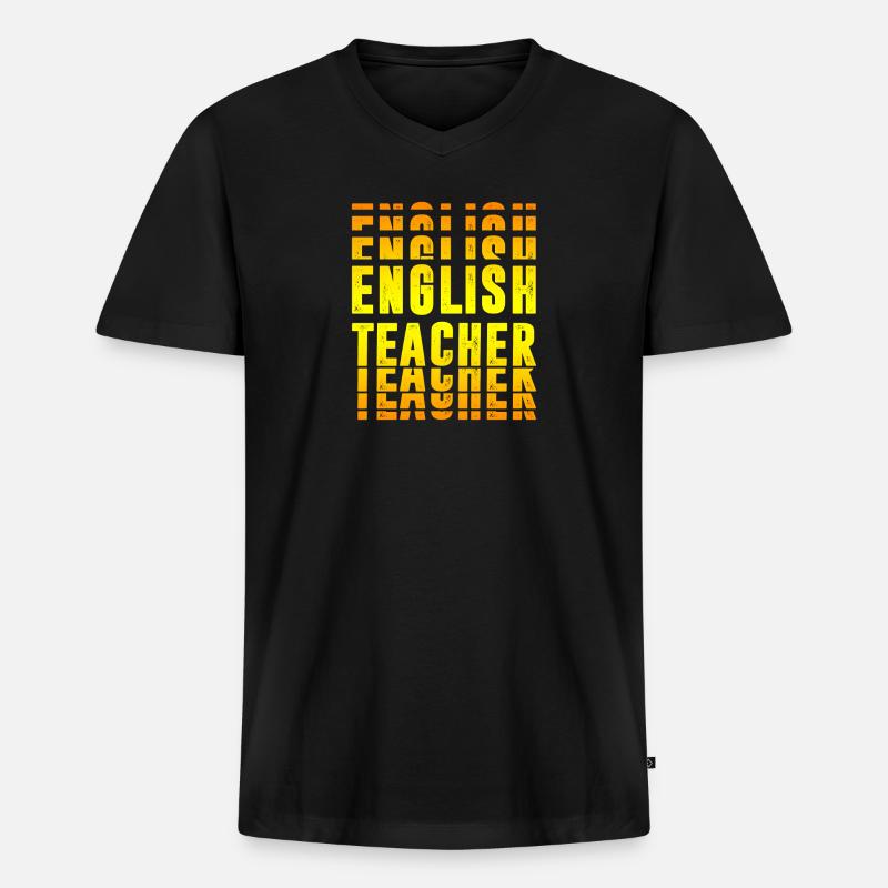 Englisch Lehrer Design - Männer Premium Bio T-Shirt mit V-Ausschnitt - Schwarz