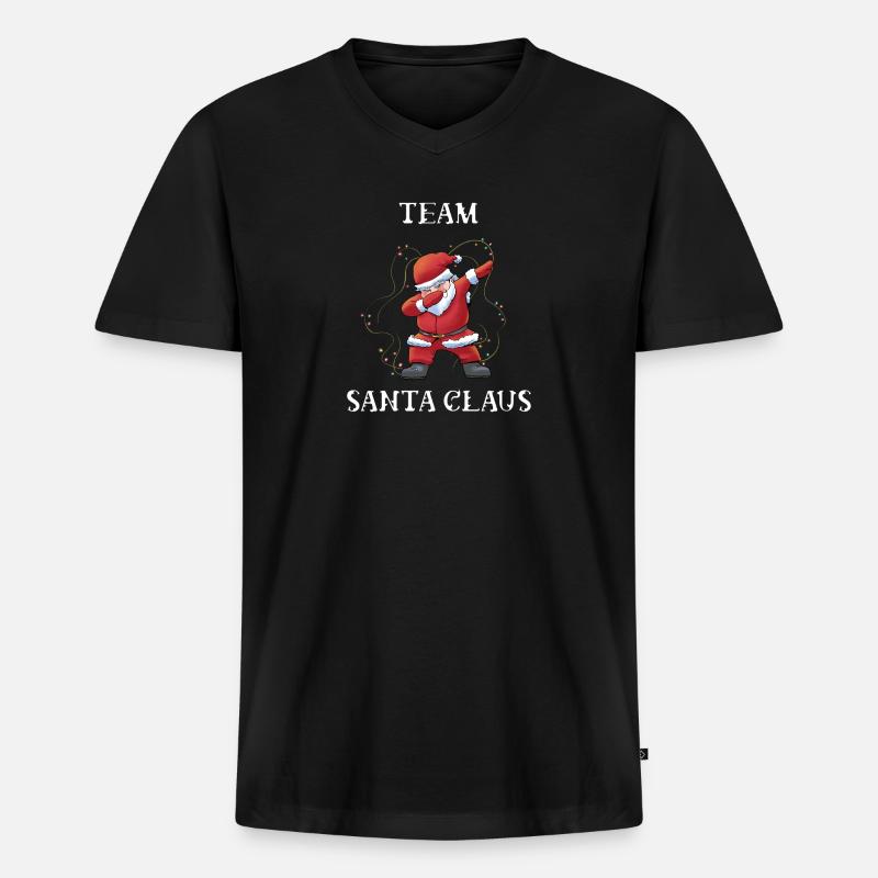 Team Weihnachtsmann - Männer Premium Bio T-Shirt mit V-Ausschnitt - Schwarz