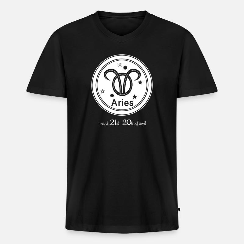 Sternzeichen Widder 002 weiß - Männer Premium Bio T-Shirt mit V-Ausschnitt - Schwarz