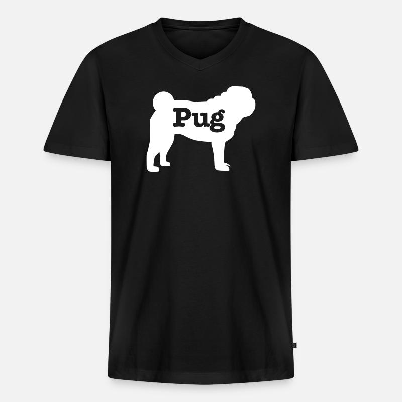 Mops - Männer Premium Bio T-Shirt mit V-Ausschnitt - Schwarz