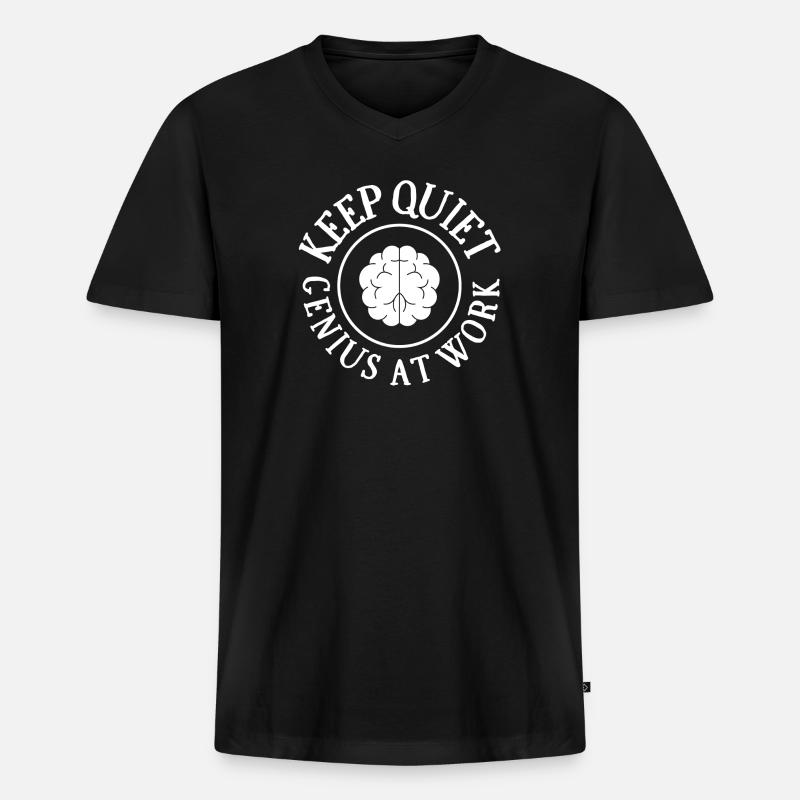 Arbeit, Technik, ich bin ein Genie - Männer Premium Bio T-Shirt mit V-Ausschnitt - Schwarz