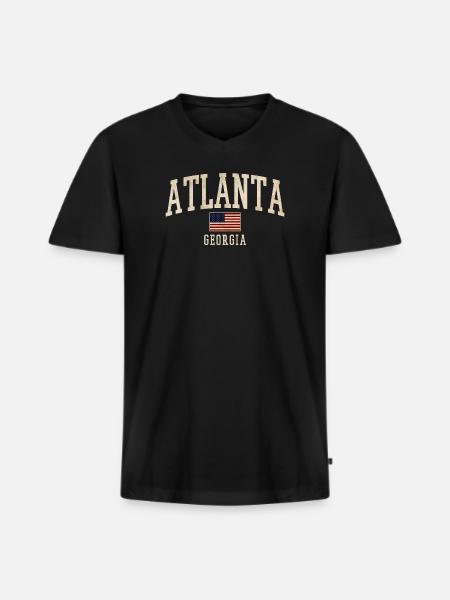 Atlanta Georgia Retro Flag Tee - Men's Premium Organic T-shirt with V-neck - black