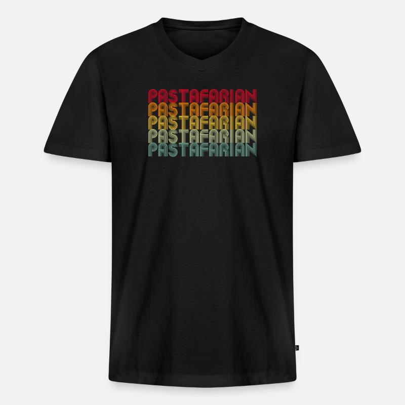 Regenbogen Schriftstapel Muster - Männer Premium Bio T-Shirt mit V-Ausschnitt - Schwarz
