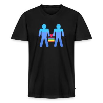 Gleichgeschlechtliche Partnerschaft Herz Lgbt - Männer Premium Bio T-Shirt mit V-Ausschnitt - Schwarz - Vorne - Nico (187cm)