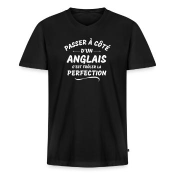 Angleterre, je suis Anglais, Angleterre humour - T-shirt encolure en V Premium bio Homme - noir - Devant - Nico (187cm)