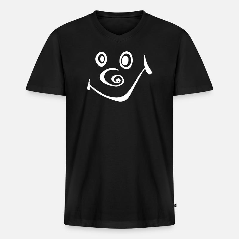 smile - Männer Premium Bio T-Shirt mit V-Ausschnitt - Schwarz