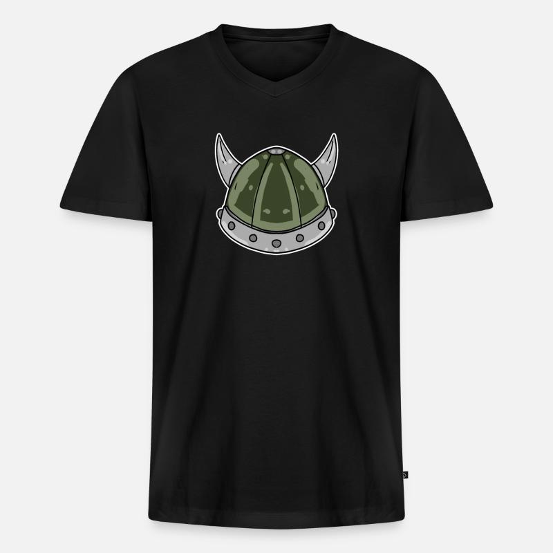 Wikinger Helm - Männer Premium Bio T-Shirt mit V-Ausschnitt - Schwarz