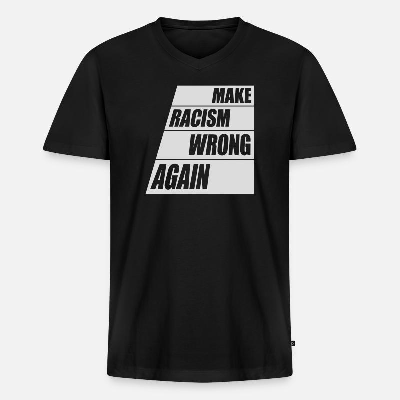 make racism wrong again - Männer Premium Bio T-Shirt mit V-Ausschnitt - Schwarz