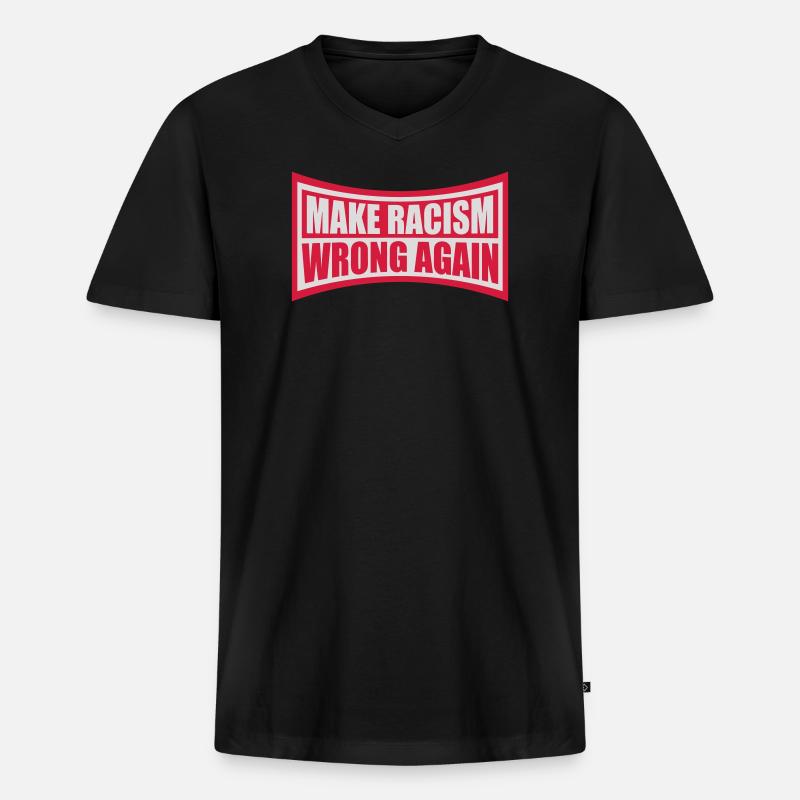 make racism wrong again - Männer Premium Bio T-Shirt mit V-Ausschnitt - Schwarz