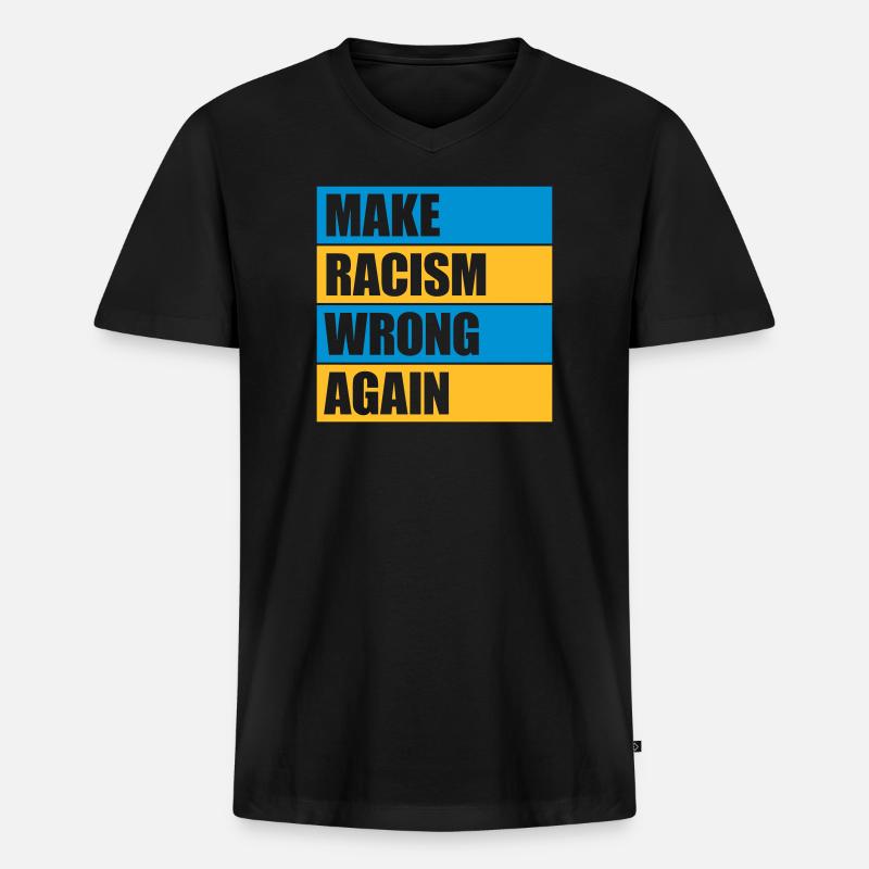 make racism wrong again - Männer Premium Bio T-Shirt mit V-Ausschnitt - Schwarz
