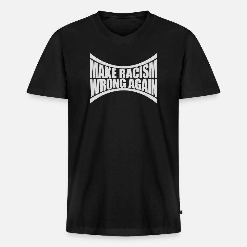 make racism wrong again - Männer Premium Bio T-Shirt mit V-Ausschnitt - Schwarz