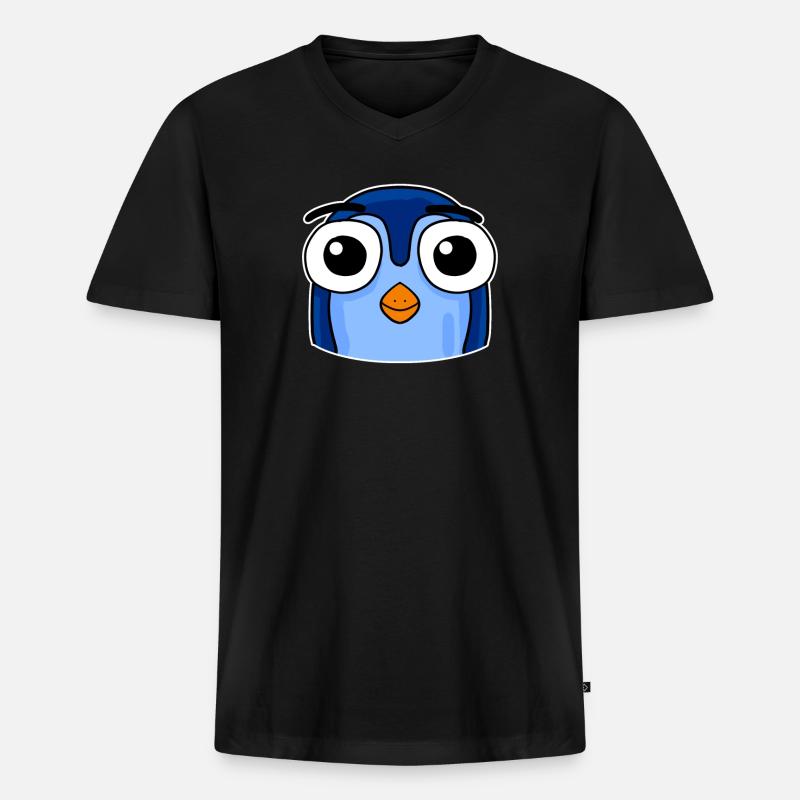 Pinguin Kopf - Männer Premium Bio T-Shirt mit V-Ausschnitt - Schwarz