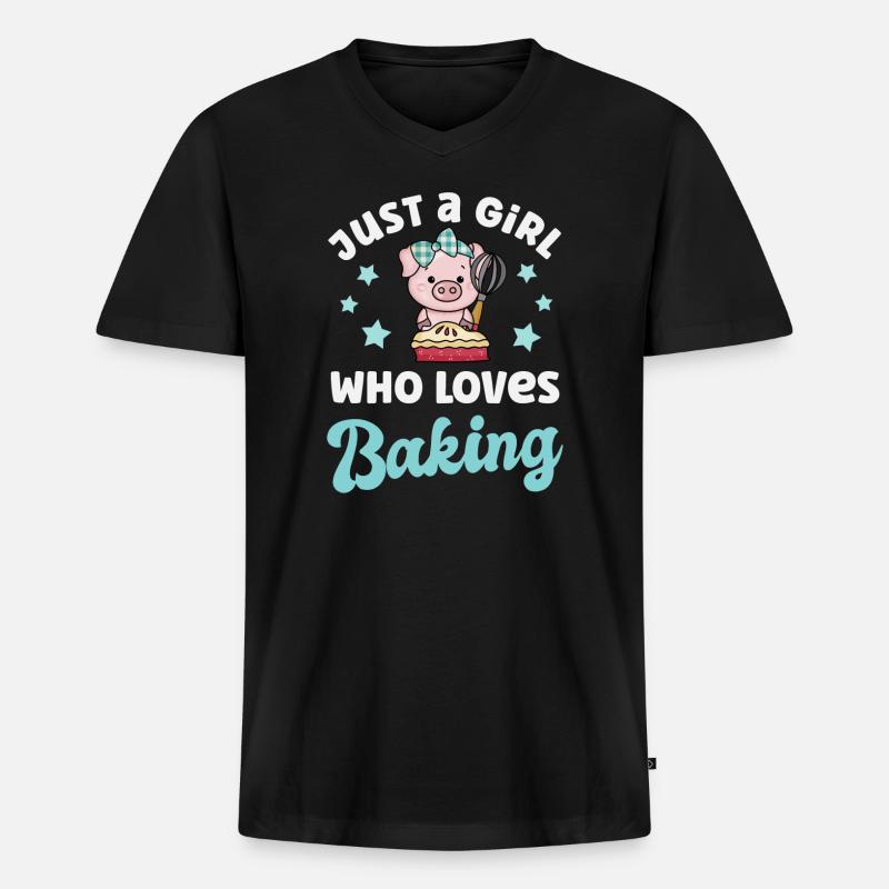 Backen Bäckerin - Männer Premium Bio T-Shirt mit V-Ausschnitt - Schwarz