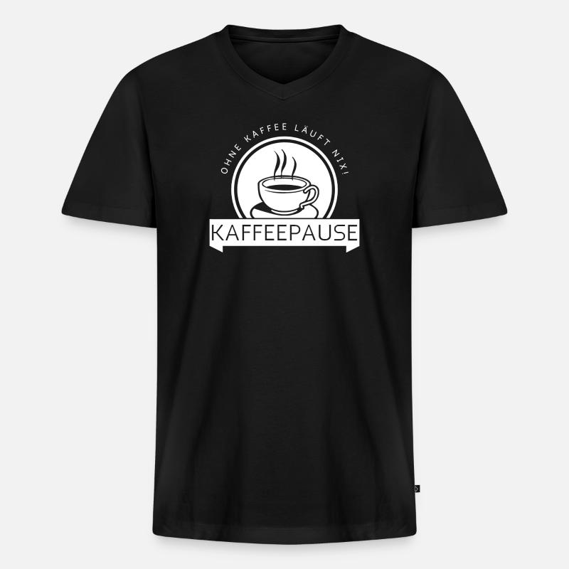 Kaffeepause - weiß - Männer Premium Bio T-Shirt mit V-Ausschnitt - Schwarz