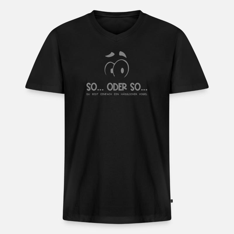 So...Oder So: Hässlicher Vogel - Grau - Männer Premium Bio T-Shirt mit V-Ausschnitt - Schwarz