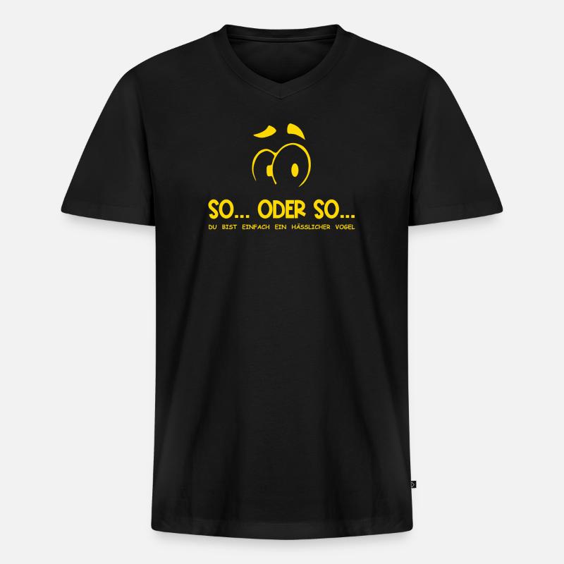 So...Oder So: Hässlicher Vogel - Gelb - Männer Premium Bio T-Shirt mit V-Ausschnitt - Schwarz