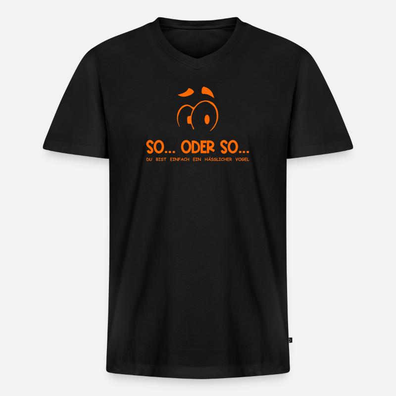 So...Oder So: Hässlicher Vogel - Orange - Männer Premium Bio T-Shirt mit V-Ausschnitt - Schwarz