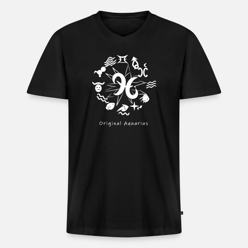 Sternzeichen Wassermann 003 weiß - Männer Premium Bio T-Shirt mit V-Ausschnitt - Schwarz