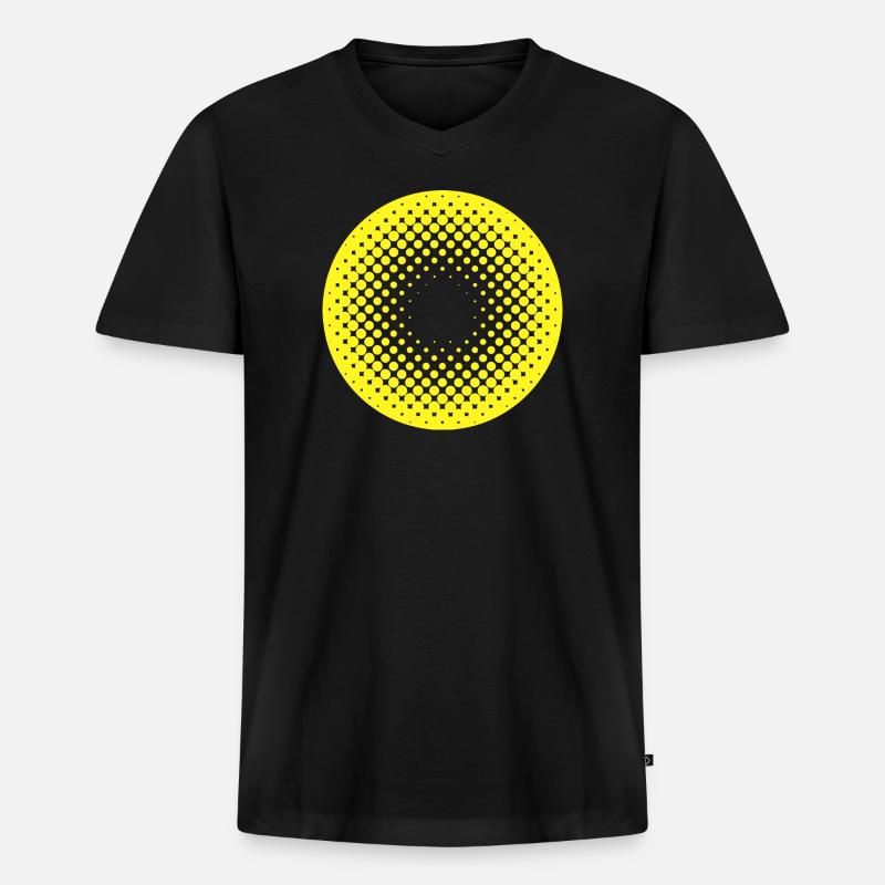 Sonnenkreis Halftone Muster - Männer Premium Bio T-Shirt mit V-Ausschnitt - Schwarz