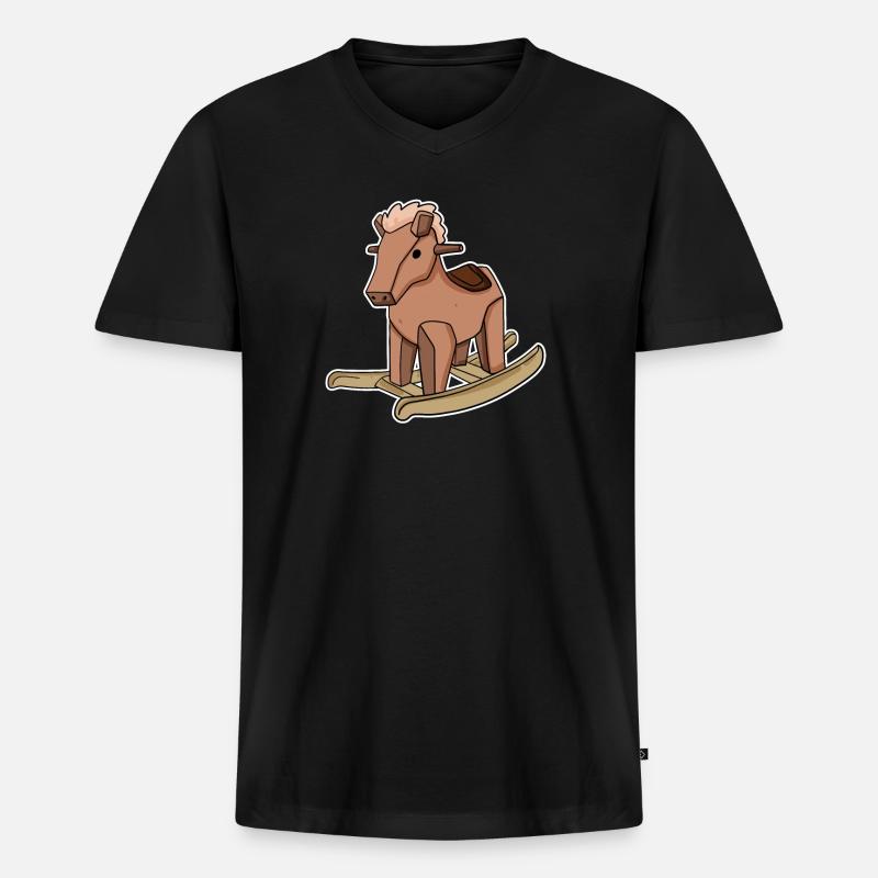 Pferd - Männer Premium Bio T-Shirt mit V-Ausschnitt - Schwarz