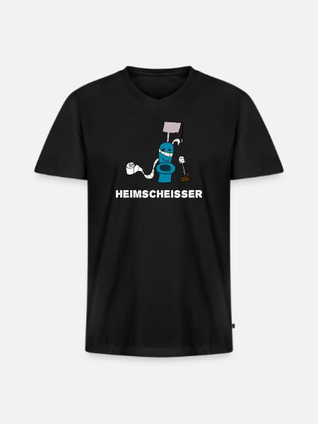 Heimscheisser WC Klo - Männer Premium Bio T-Shirt mit V-Ausschnitt - Schwarz