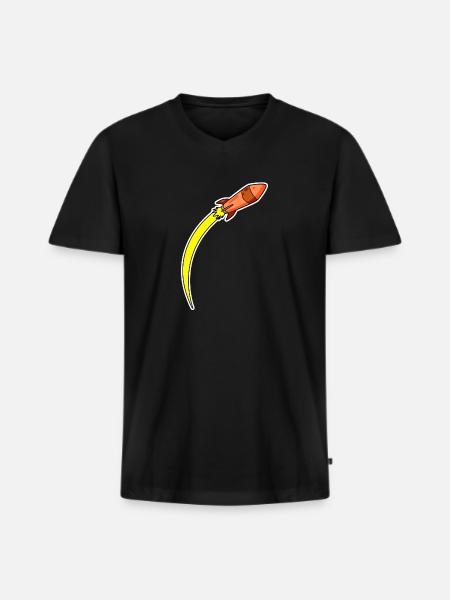 Rocket Orange - Men's Premium Organic T-shirt with V-neck - black