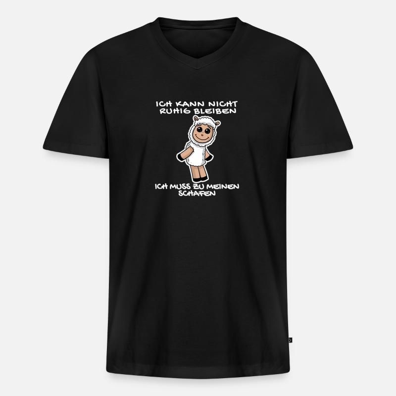 Schaf Schafe Spruch Sprüche - Männer Premium Bio T-Shirt mit V-Ausschnitt - Schwarz