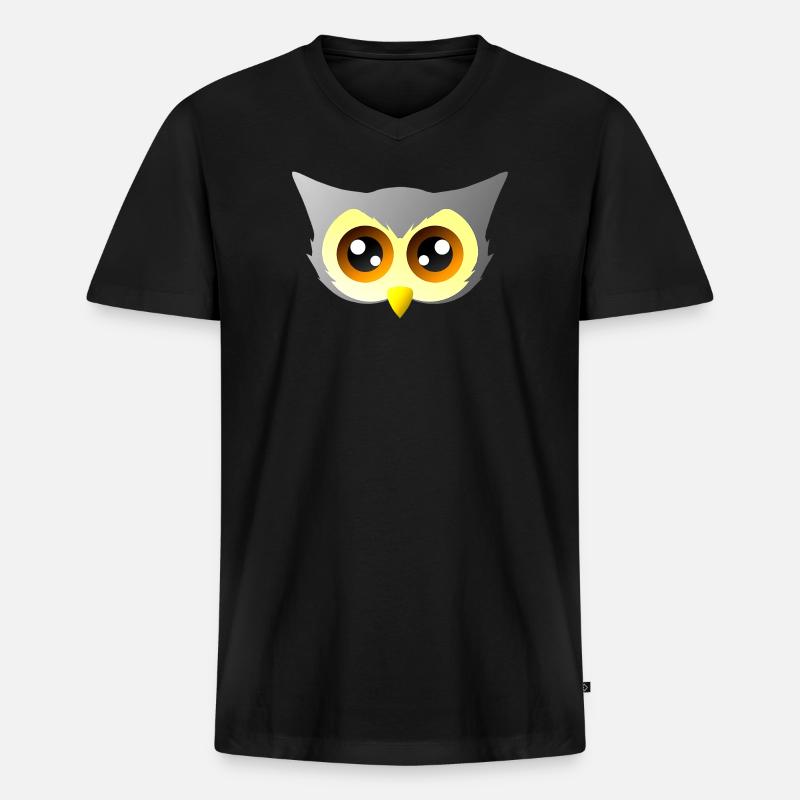 vögel closing, süßes eulengesicht - Männer Premium Bio T-Shirt mit V-Ausschnitt - Schwarz
