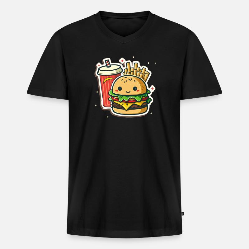 Burger menu - Männer Premium Bio T-Shirt mit V-Ausschnitt - Schwarz
