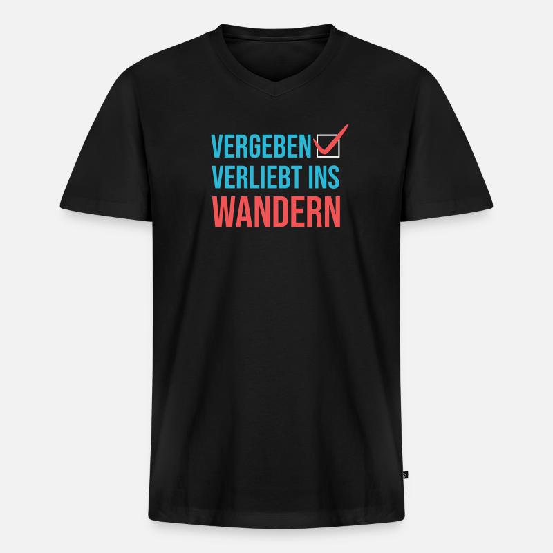 Wandern Klettern Statement Bergwanderung Wanderer - Männer Premium Bio T-Shirt mit V-Ausschnitt - Schwarz