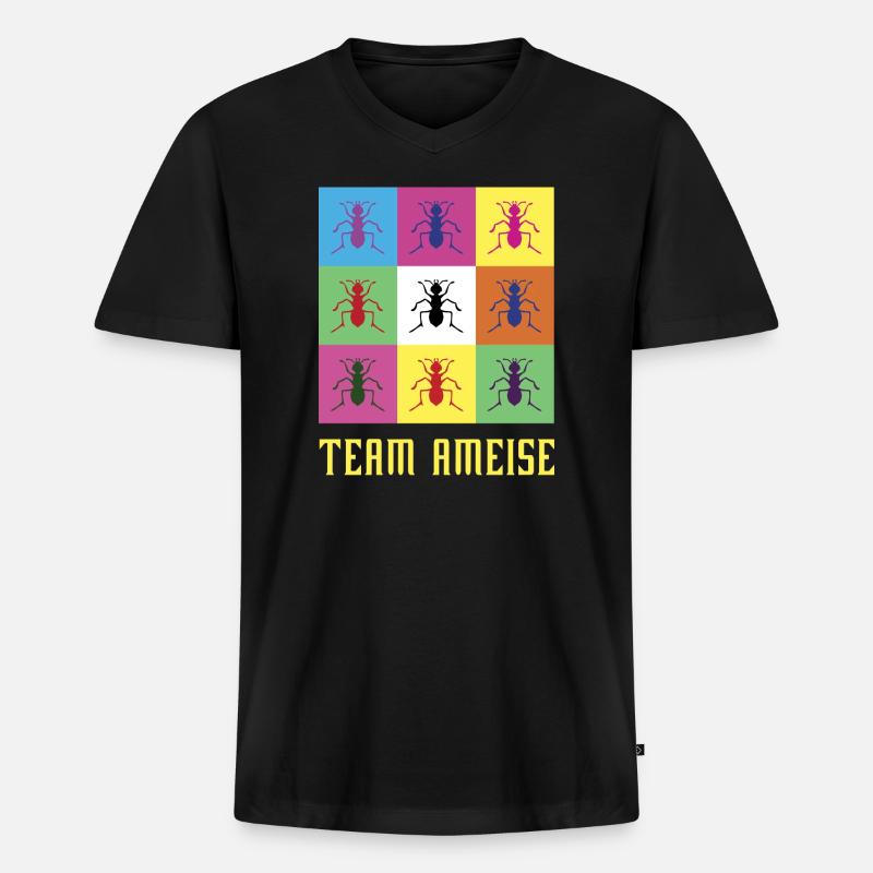 Team Ameise - Männer Premium Bio T-Shirt mit V-Ausschnitt - Schwarz