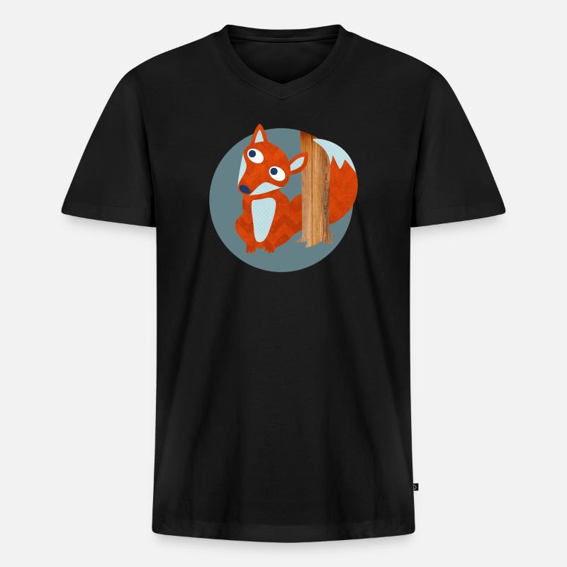 Fuchs Struktur Wald Kinderzimmer Muster Comic  - Männer Premium Bio T-Shirt mit V-Ausschnitt - Schwarz