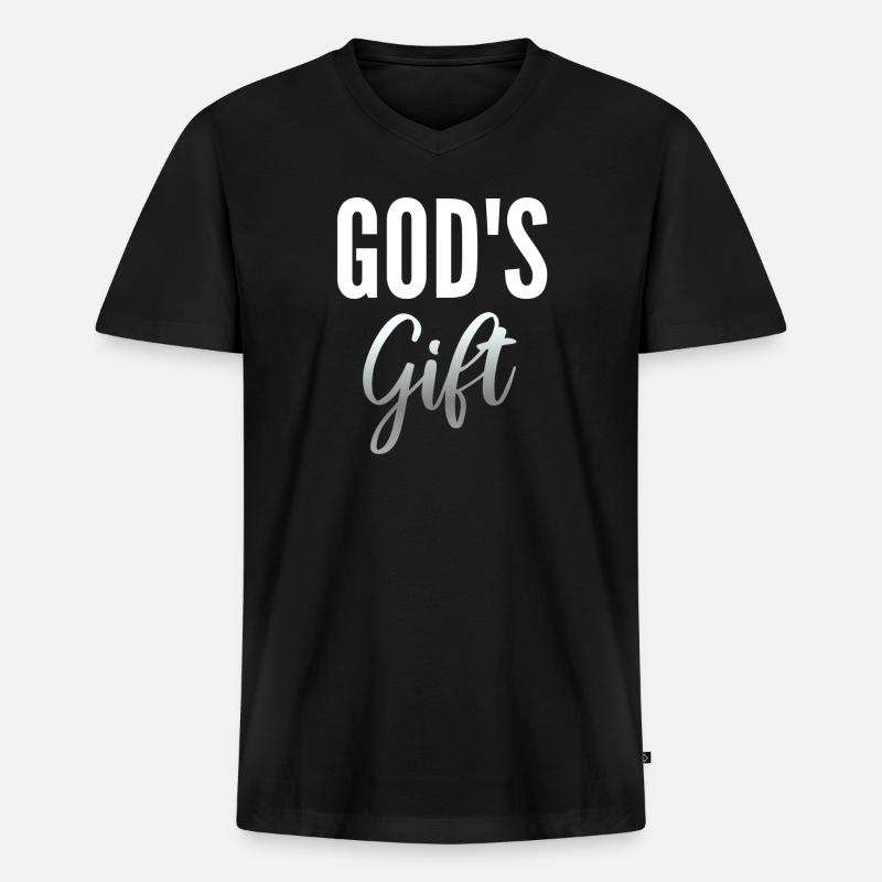 Geschenk Gottes - Männer Premium Bio T-Shirt mit V-Ausschnitt - Schwarz