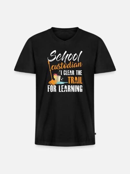 School Custodian Quote Education Custodial - Mannen Premium Bio T-shirt met V-hals - zwart