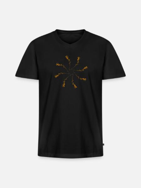 Firework pixel | gekreiseltes Windrad - Männer Premium Bio T-Shirt mit V-Ausschnitt - Schwarz