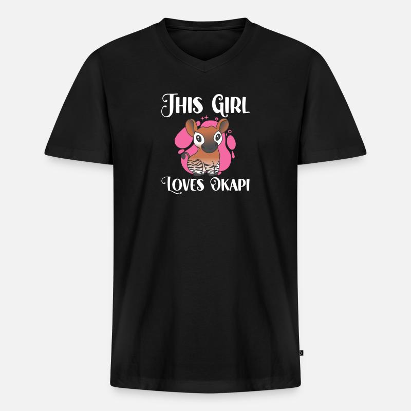 Dieses Mädchen liebt Okapi - Männer Premium Bio T-Shirt mit V-Ausschnitt - Schwarz
