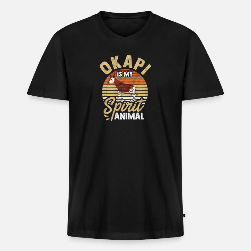 Okapi ist mein Seelentier - Männer Premium Bio T-Shirt mit V-Ausschnitt - Schwarz