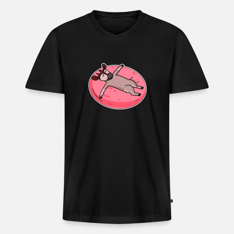 Schlafendes Okapi Waldgiraffe - Männer Premium Bio T-Shirt mit V-Ausschnitt - Schwarz