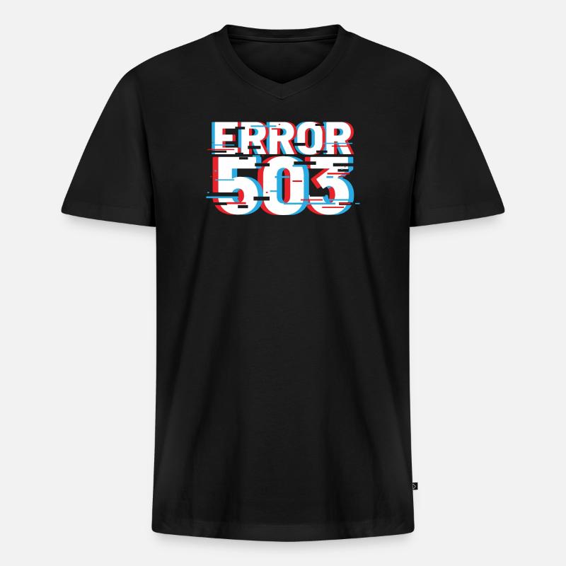 Fehler 503 Glitch - Männer Premium Bio T-Shirt mit V-Ausschnitt - Schwarz
