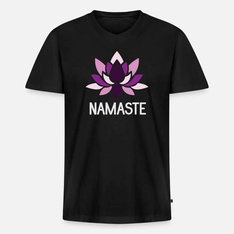 Namaste - Yoga Geschenkidee - Männer Premium Bio T-Shirt mit V-Ausschnitt - Schwarz