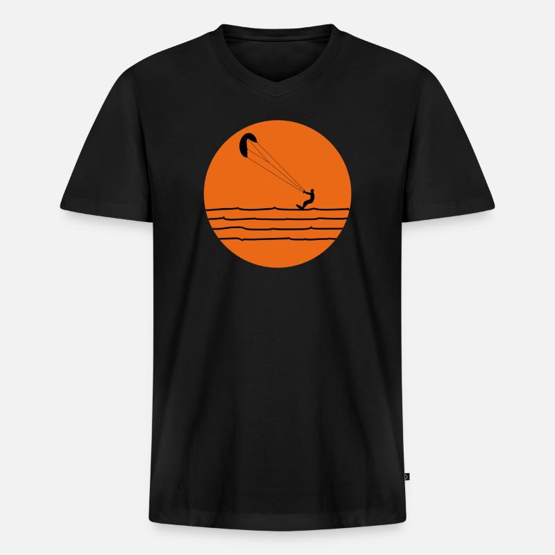 Kitesurfen - Männer Premium Bio T-Shirt mit V-Ausschnitt - Schwarz