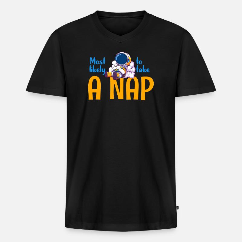 Am ehesten ein Nickerchen machen - Männer Premium Bio T-Shirt mit V-Ausschnitt - Schwarz