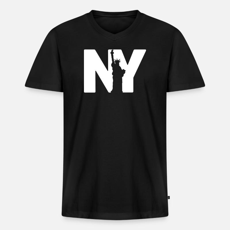 New York Statue - Männer Premium Bio T-Shirt mit V-Ausschnitt - Schwarz