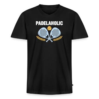 Padel Tennis Padelaholic - Männer Premium Bio T-Shirt mit V-Ausschnitt - Schwarz - Vorne - Nico (187cm)