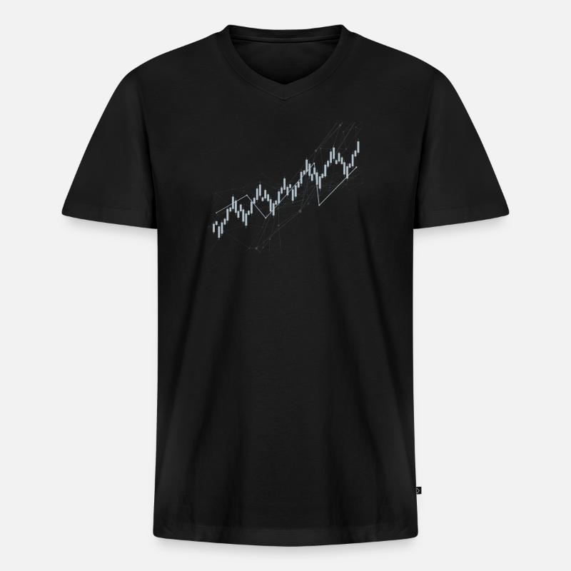 Candlestick-Diagramm - Männer Premium Bio T-Shirt mit V-Ausschnitt - Schwarz