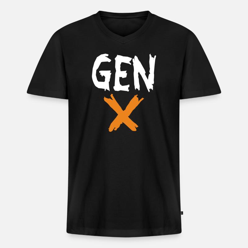 Gen X - Männer Premium Bio T-Shirt mit V-Ausschnitt - Schwarz