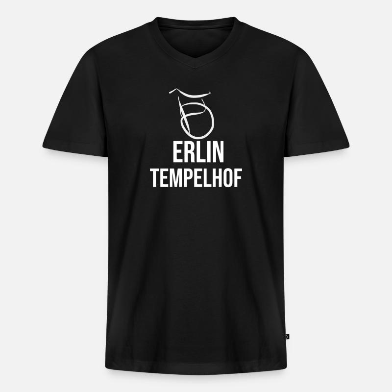 Berlin Tempelhof - Männer Premium Bio T-Shirt mit V-Ausschnitt - Schwarz