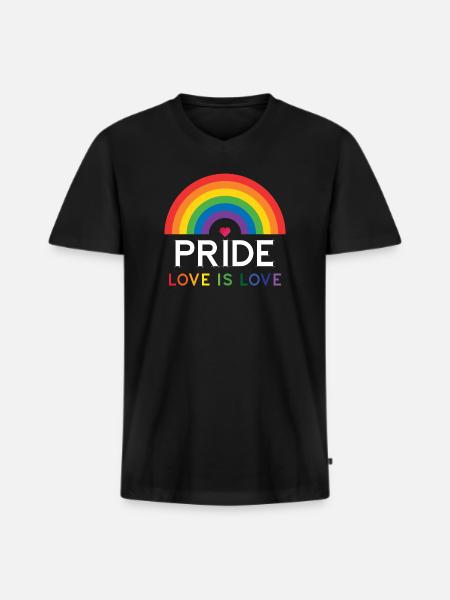 Pride - Love is Love. - Men's Premium Organic T-shirt with V-neck - black