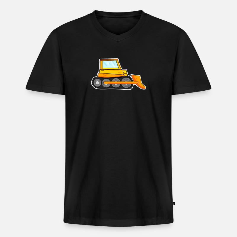 Bagger Baustelle Baggerfahrer - Männer Premium Bio T-Shirt mit V-Ausschnitt - Schwarz