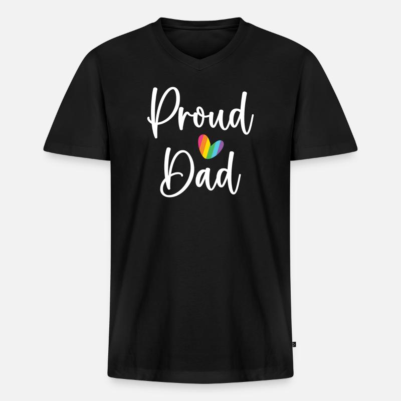 Stolzer Papa - Männer Premium Bio T-Shirt mit V-Ausschnitt - Schwarz